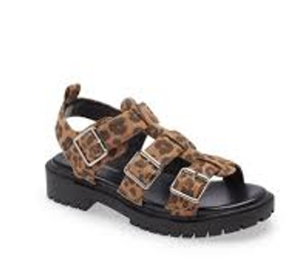 Treasure & Bond Girls Parker Gabrielle Sandals 1 Tan Black Animal Print NWOT